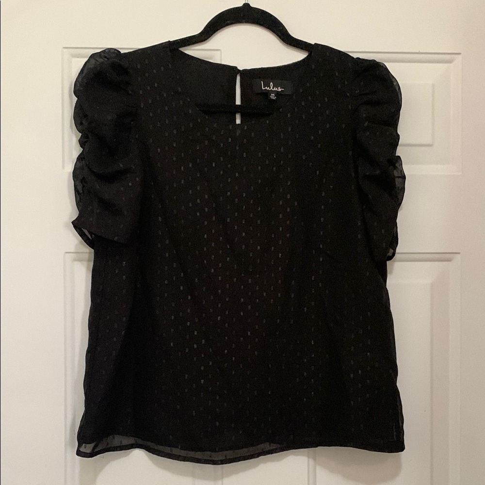 Lulu's Black Puff Sleeve Top